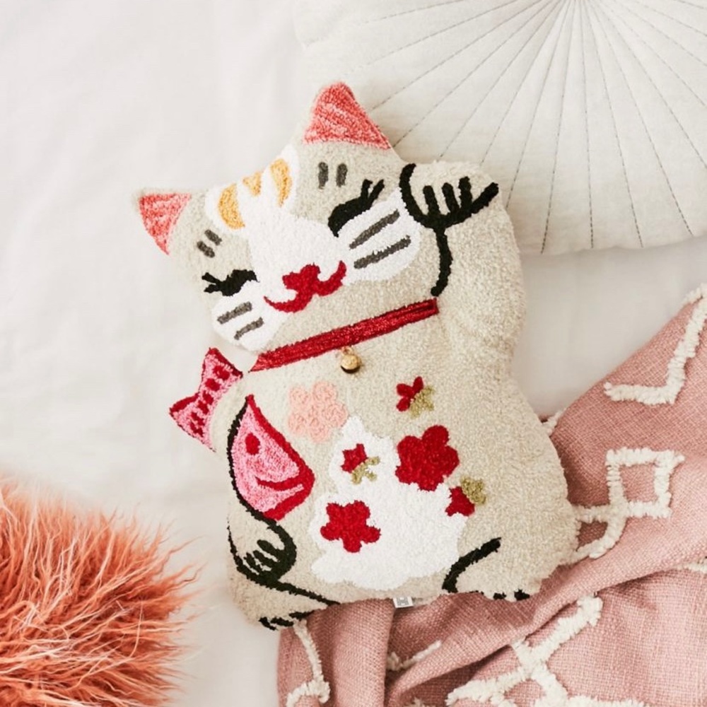 Urban Outfitters Lucky Cat Throw Pillow